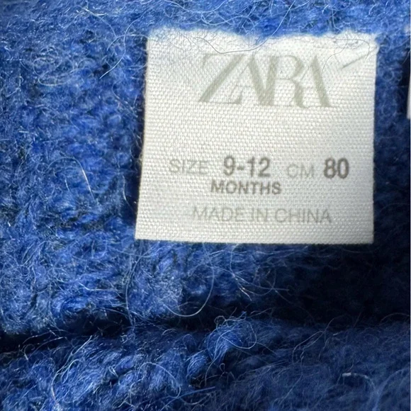 Zara Baby Boy Chunky Cable Knit Crew Neck Fisherman Sweater Blue 9-12 Month - Picture 5 of 8